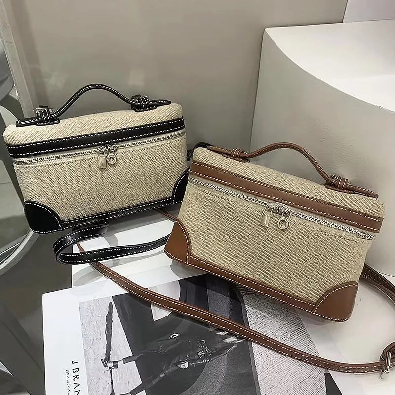 New LP Women’s Genuine Leather Patchwork Vintage Urban Simplicity Spring 2025 Tote Bag Zipper Closure Shoulder Crossbody Bag