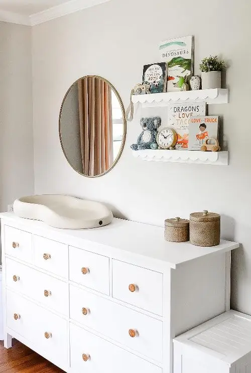 Custom Wood Floating Nursery Book Shelves Wall Pair of 24in Scalloped White Nursery Book Shelves for Kids Room Cloud Shelves