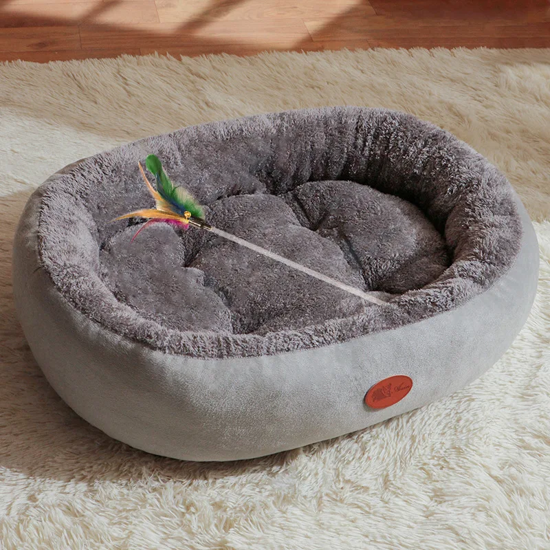 Aoyatex Customized Size Color Plush Pet Cat Beds Luxury Comfort Warming Round Pet Beds