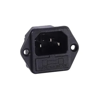 LECI 2-in-1 Socket AC-03 AC Power Socket with Fuse Holder 3-Pin Male Socket with Panel Mounting Holes