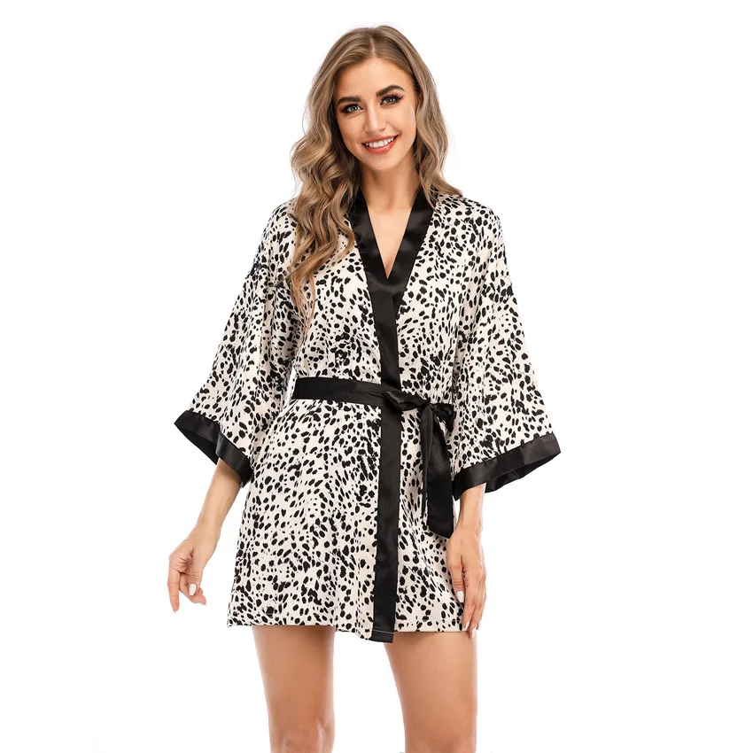 cheetah silk robe