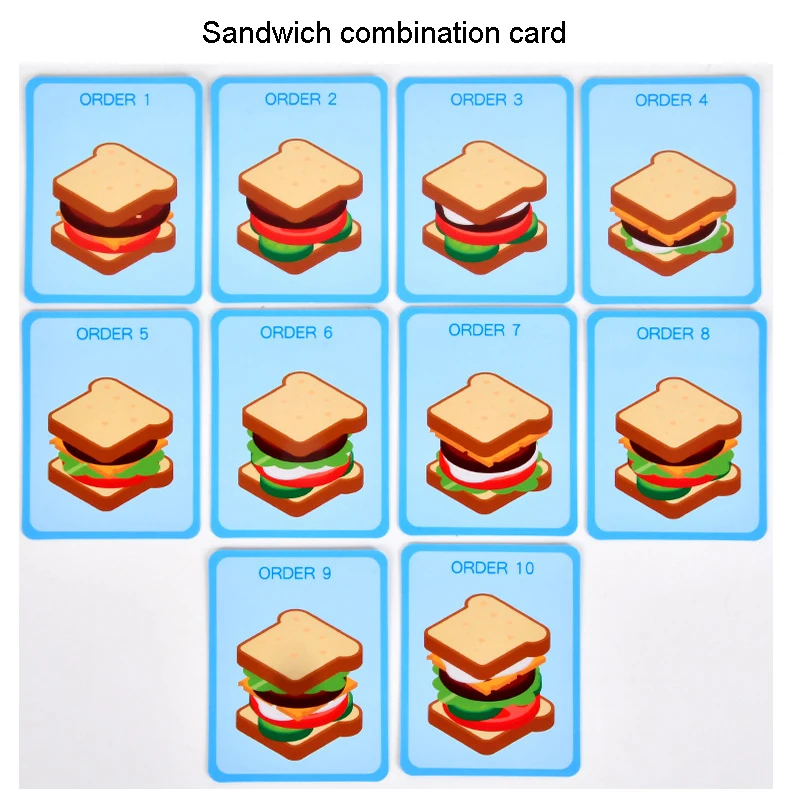 Hot Selling New Wooden Hamburger Sandwich Stacking Kitchen Pretend Play Toys Hobbies Baby Kids Other Toys For Children Girls