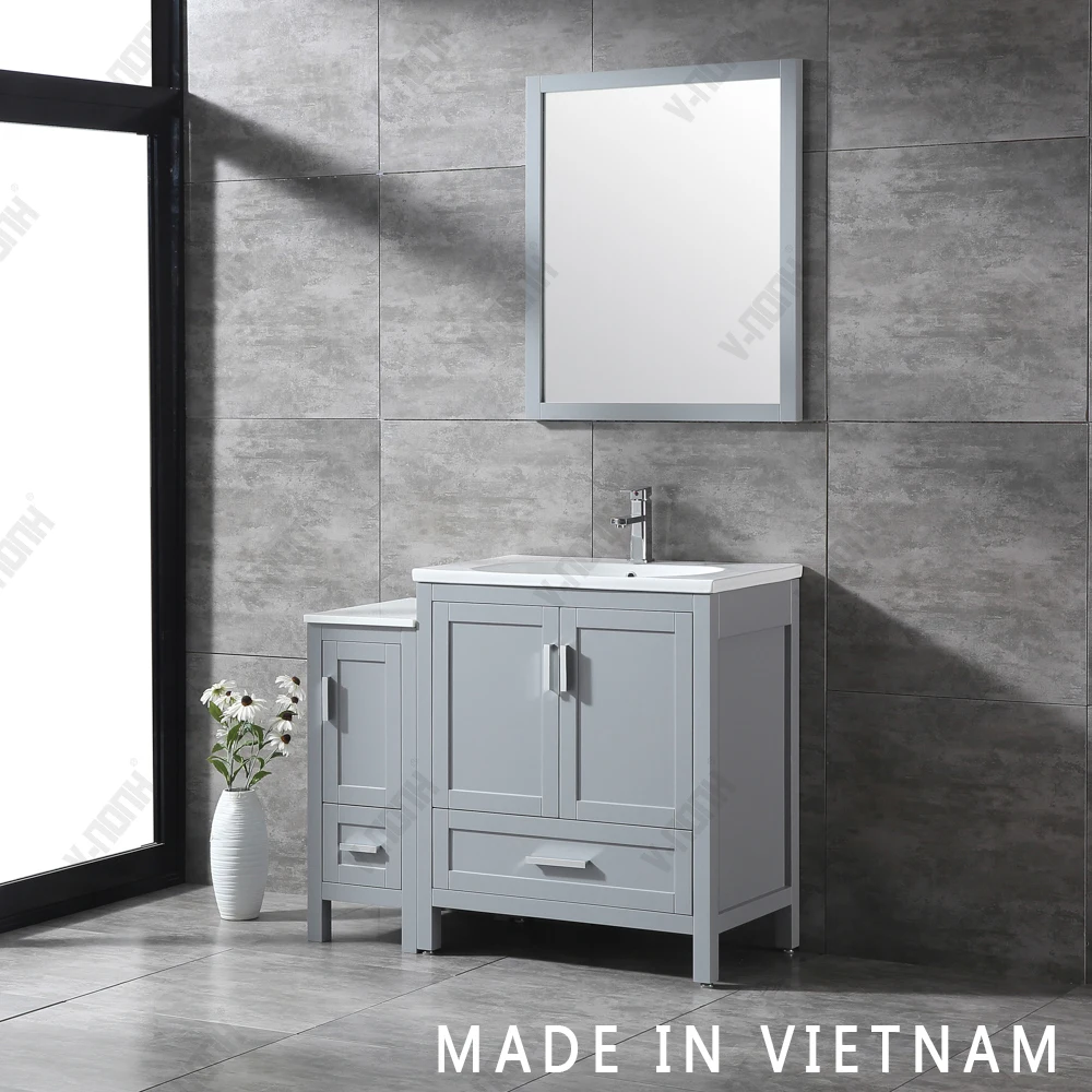 42inch Grey Ceramic Basin Vietnam Wholesale Solid Wood Indonesia Bathroom Vanity Buy Made In Vietnam