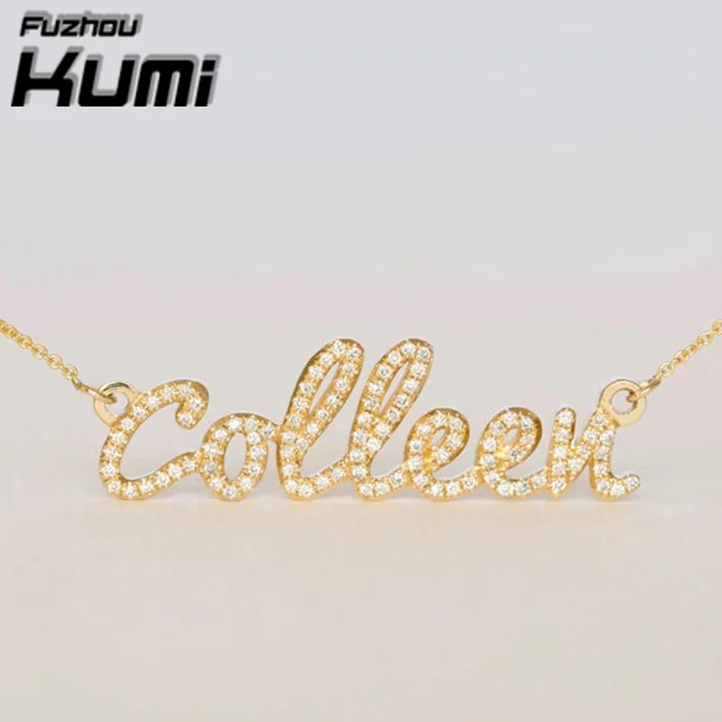 Gold Custom Name Necklace with Diamond Studded Letters