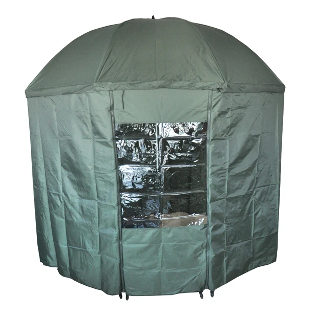Ombrello Da Pesca King Carp 2.5m Rotondo Inclinabile - Tessuto 190T Verde Scuro Con Asta Regolabile - 2