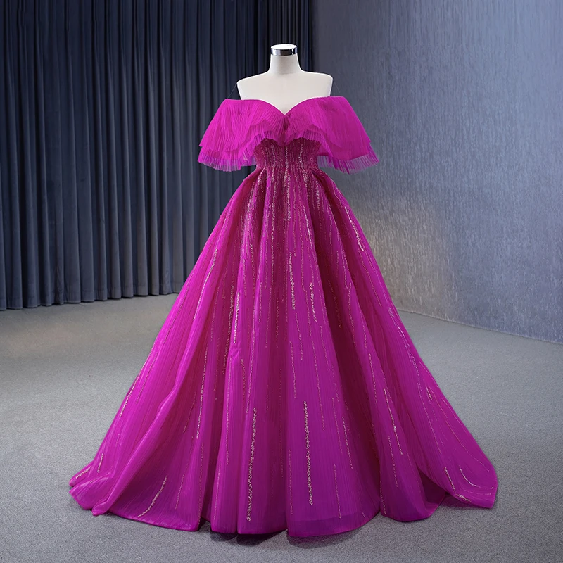 dresses for a formal wedding guest Pink Strapless Rosette Corset Ball Gown main image 1
