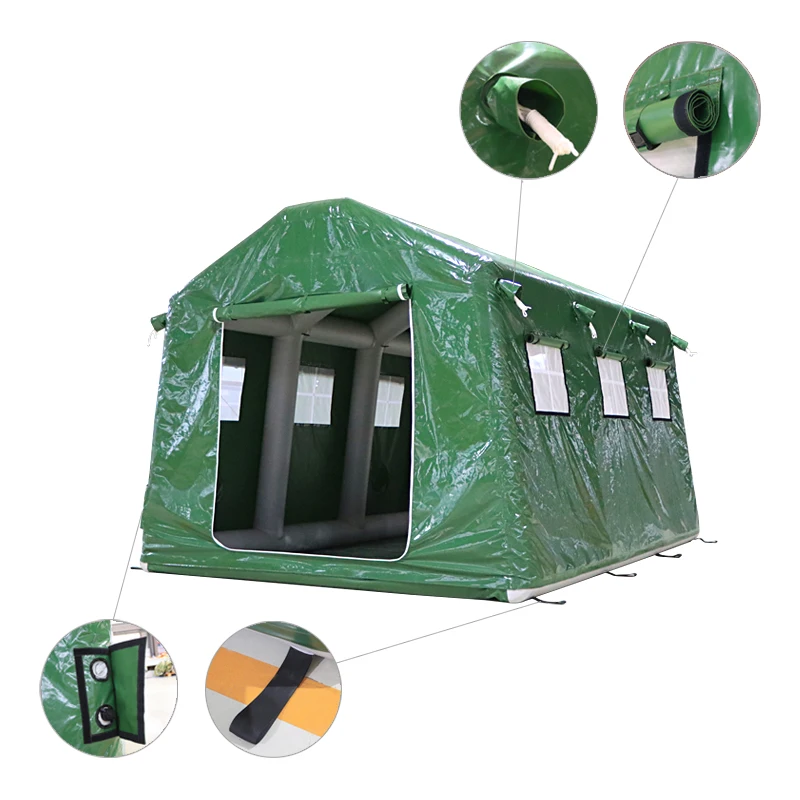 Good Quality UV Resistance Waterproof Big Inflatable Camping Outdoor Tent  2rooms Disaster Relief Rescue Tent Construction