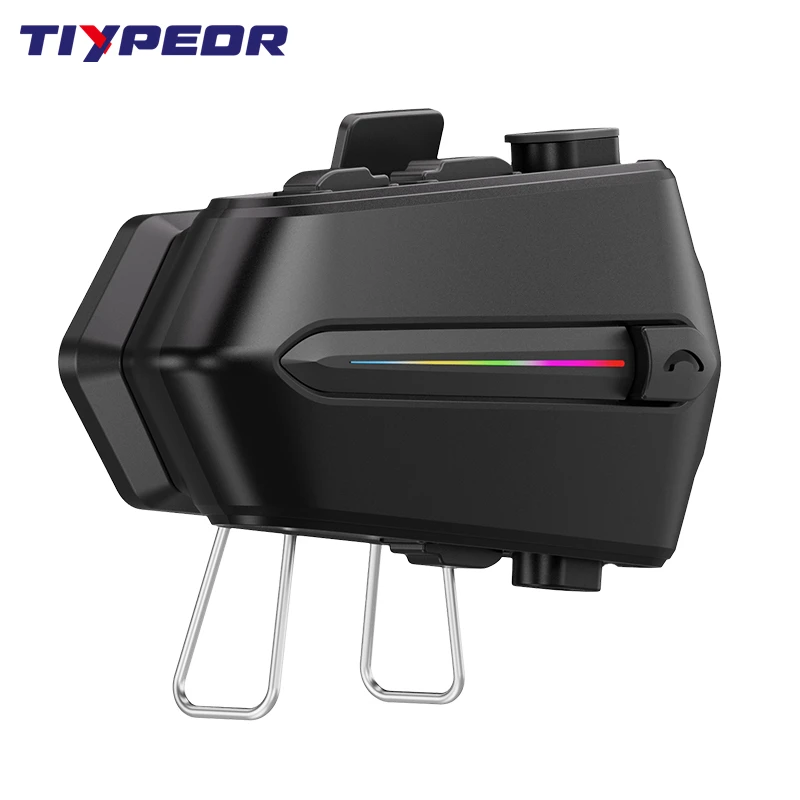 TIYPEOR Wireless Earbuds with Mic RGB Light Handsfree Headset Voice Assistant Intercom Waterproof Motorcycle Helmet Headphones
