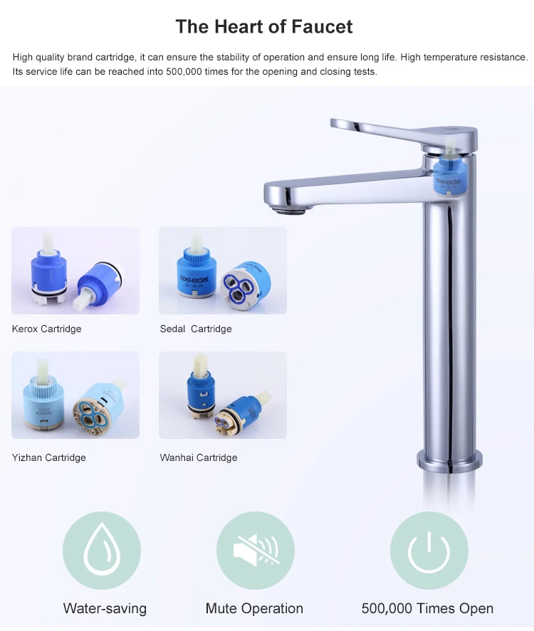 Grifo monomando cromado para lavabo alto de baño