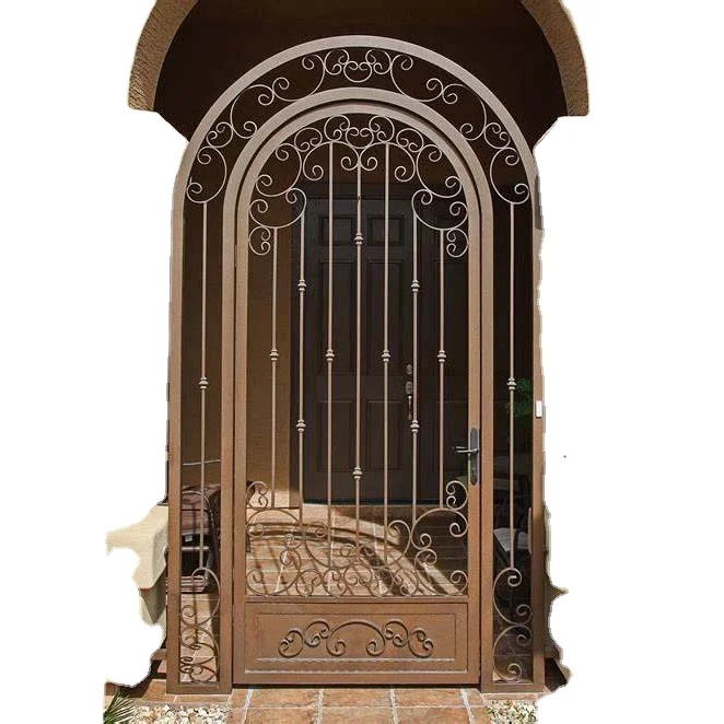 Powder Coated Wrought Iron Entry Gate Design for Garden Courtyard Backyard