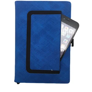 Custom PU A5 Hardcover School Notebook Journals Planner Stationery Items for School With Cellphone Pocket