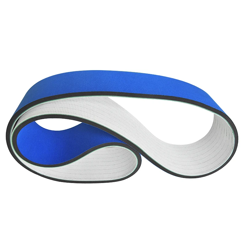 Customized PU Timing Belt for Labeling Machine Blue Fabric and Black Rubber Foaming Sponge Conveyor OEM Support