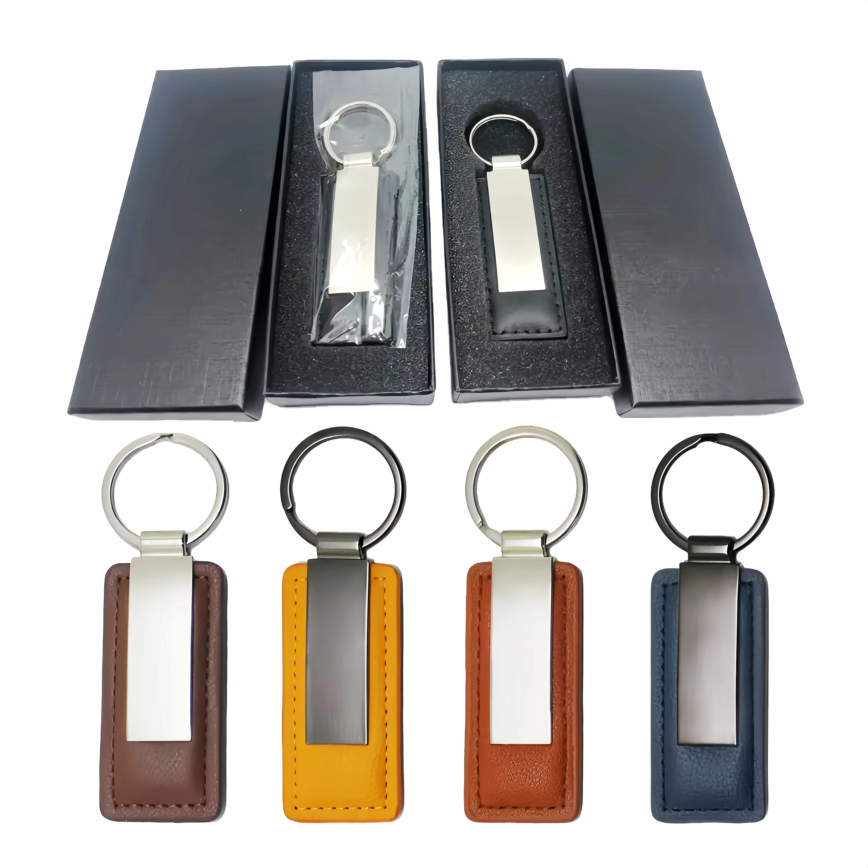 Chain Customized Logo Key Holder Genuine Embossed Luxury Blank Pu Custom Leather Keychains_voghion.com