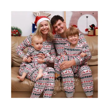 Hot Sale Christmas Pajamas Custom Print Adult And Children Set Casual Two Piece Set Family Pajamas Home Wear Parentage Sleepwear
