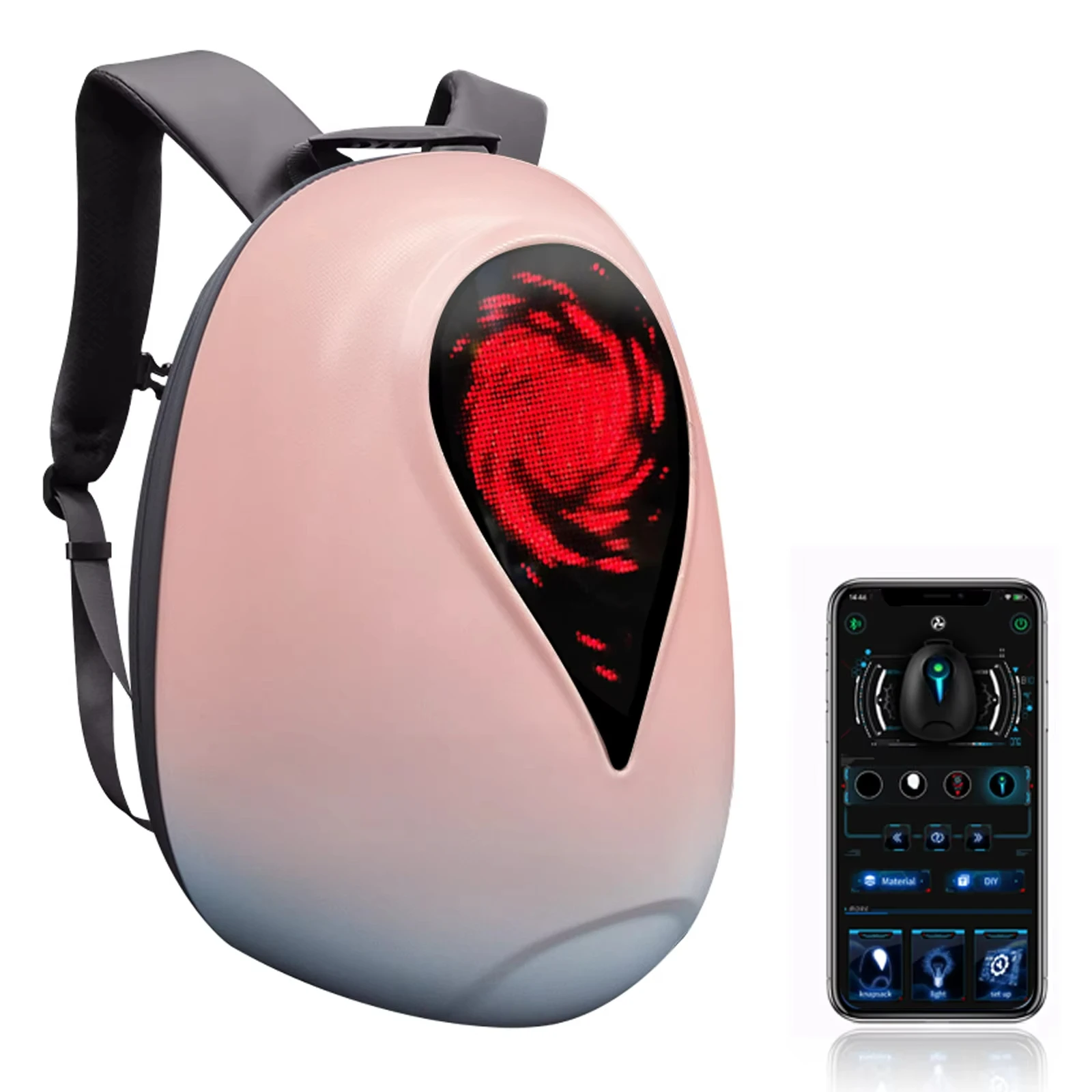 Smart WiFi Connect Custom LED Animation Waterproof Backpack IP64 Rating for Outdoor/Motorcycle Use Adjustable Digital Display