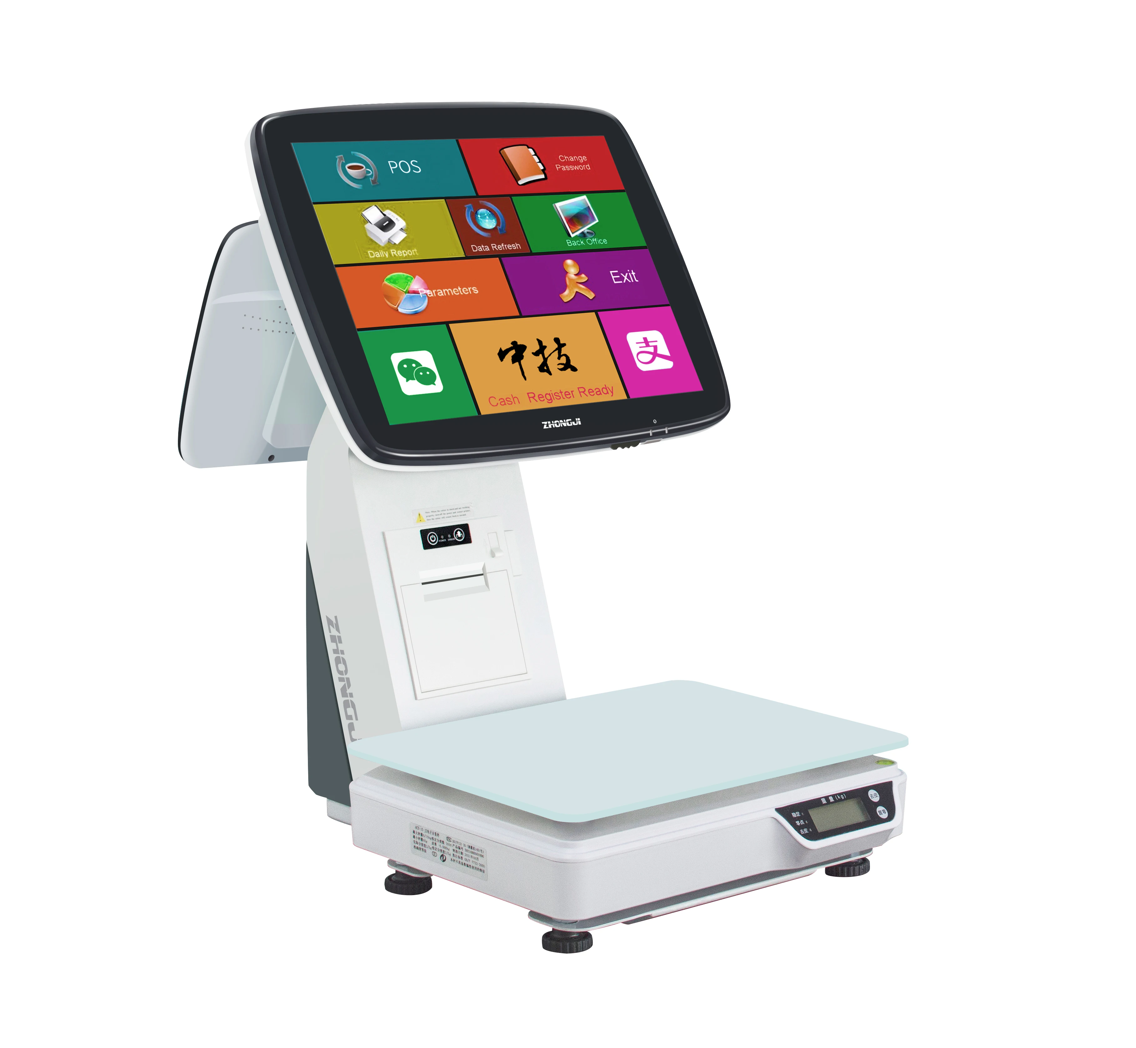 ZHONGJI Touch Screen Cash Register with Weighing Scales Supermarket POS System