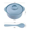 Couvercle de bol binaural cuillère bleu nordique