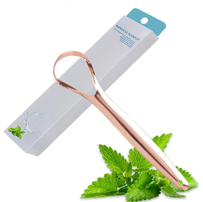 Лидер продаж скребок для языка из нержавеющей стали цвета розового золота очиститель взрослых и