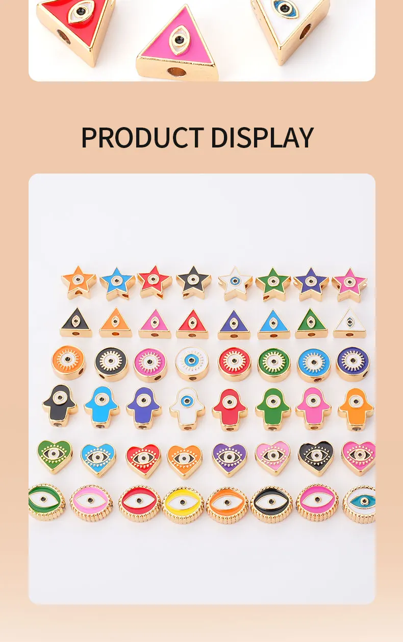 Cute Diy Y2k Accessories Boncuk Enamel Painted Heart Star Hamsa Turkish