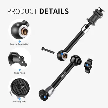 NEEWER Upgraded Super Clamp and 11" Adjustable Friction Power Articulating Magic Arm Compatible with SmallRig Camera Cage/Rig detail image