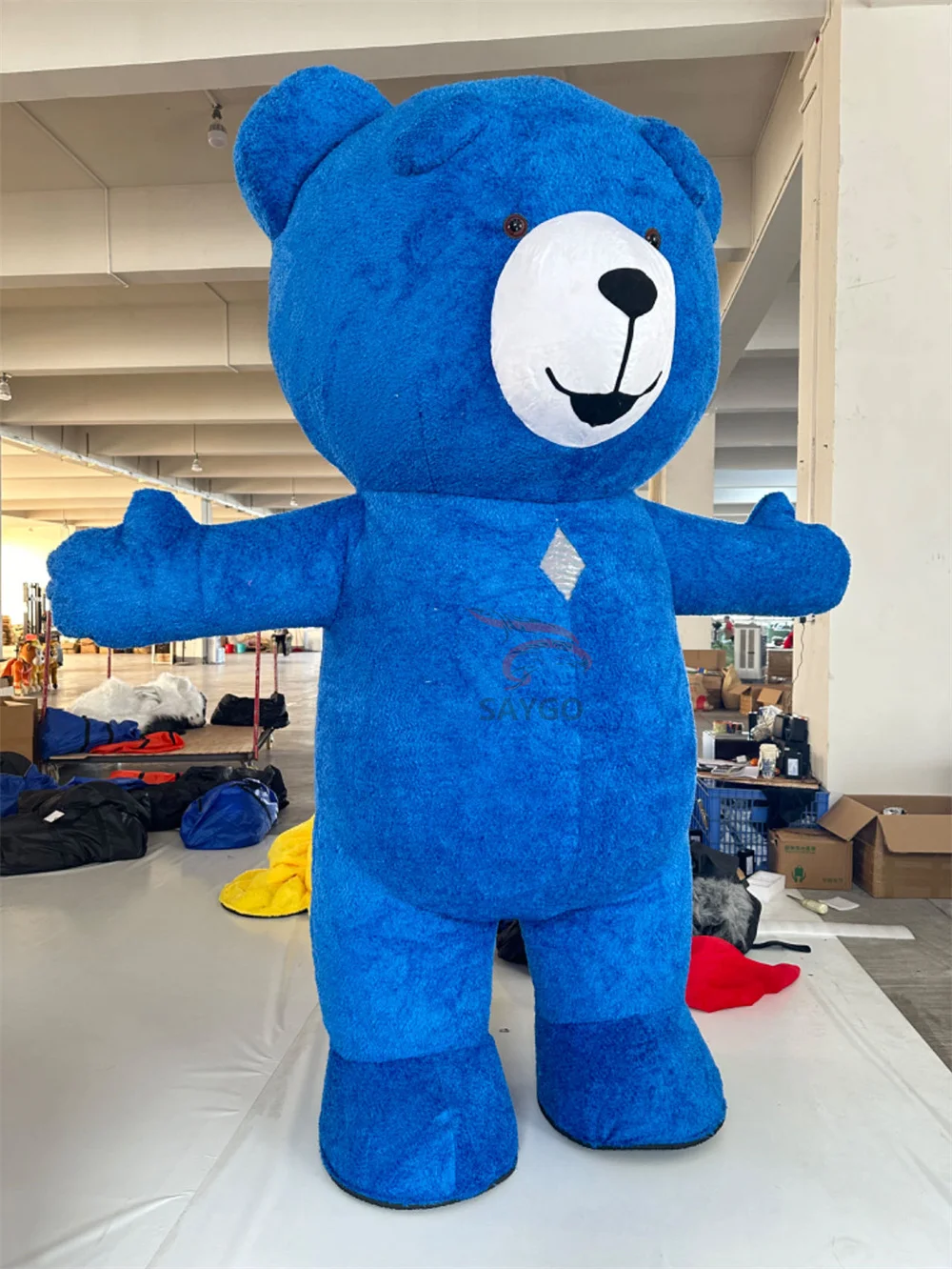 Dark Blue Inflatable Animal Teddy Bear Costume For Halloween