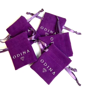 Velvet Storage case Small Mini Jewellery Ring Promotional Bags Earring Pouch with Satin Lining