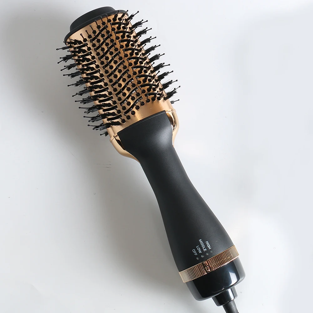 Cepillo secador de pelo soplador profesional Secador de pelo negro dorado y  secador de pelo voluminizador Cepillo de aire caliente en
