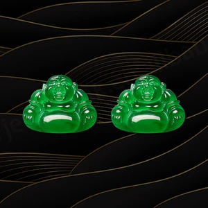 2ct Green Jadeite Buddha Pendant High Quality Natural Stone Star-Shaped Charm Optical Color Change Effect Forever Star Jewelry