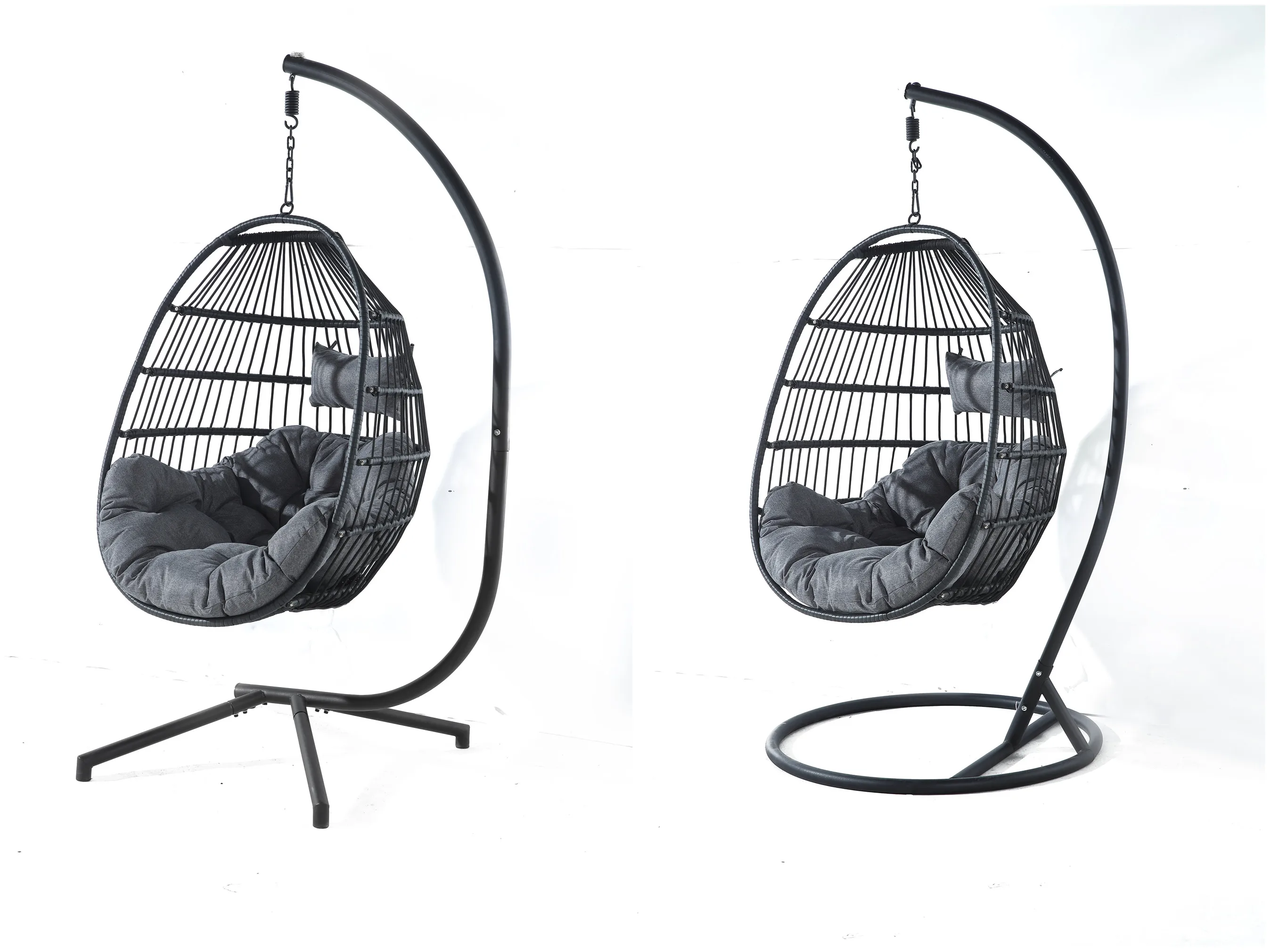 Rattan Patio Swing Chair Fold Basket Save Space Swing Hanging Egg Chair