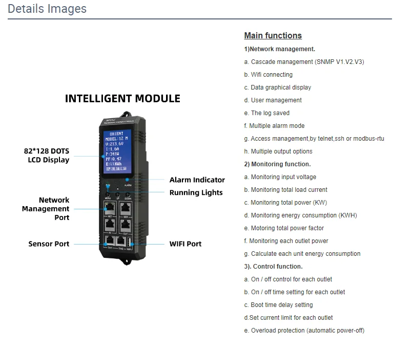 GWGJ 380V 415V 63A Rj45 3Phase Rack Mount Metered C13 C14 IP Pdu 240V High power mining rack type intelligent PDU socket