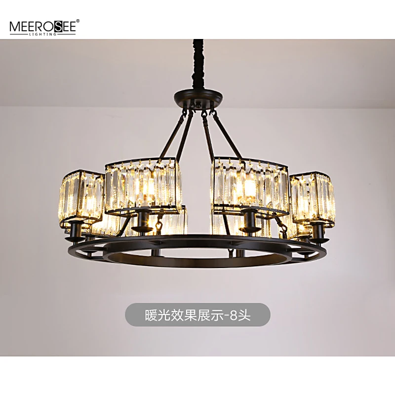 Meerosee Rustic Crystal Chandelier Modern Contemporary Ceiling Light Fixtures Vintage Pendant Lighting Dining Room Foyer MD86792