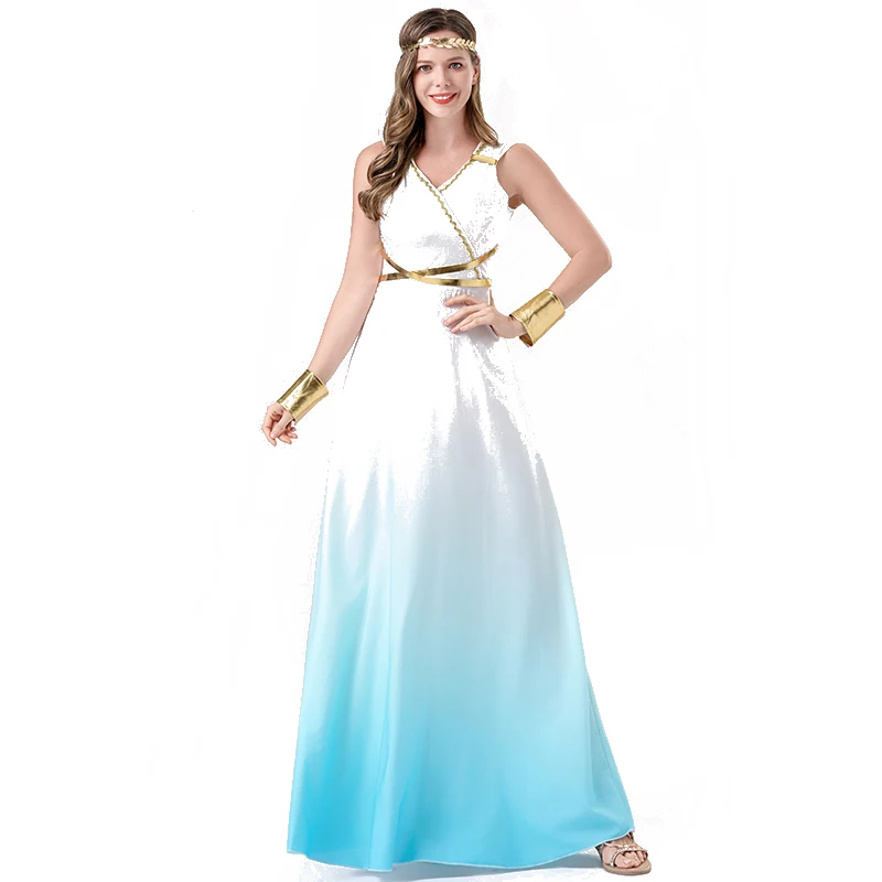 Tie-dye Printed Greek Goddess Dress - Perfect For Cosplay