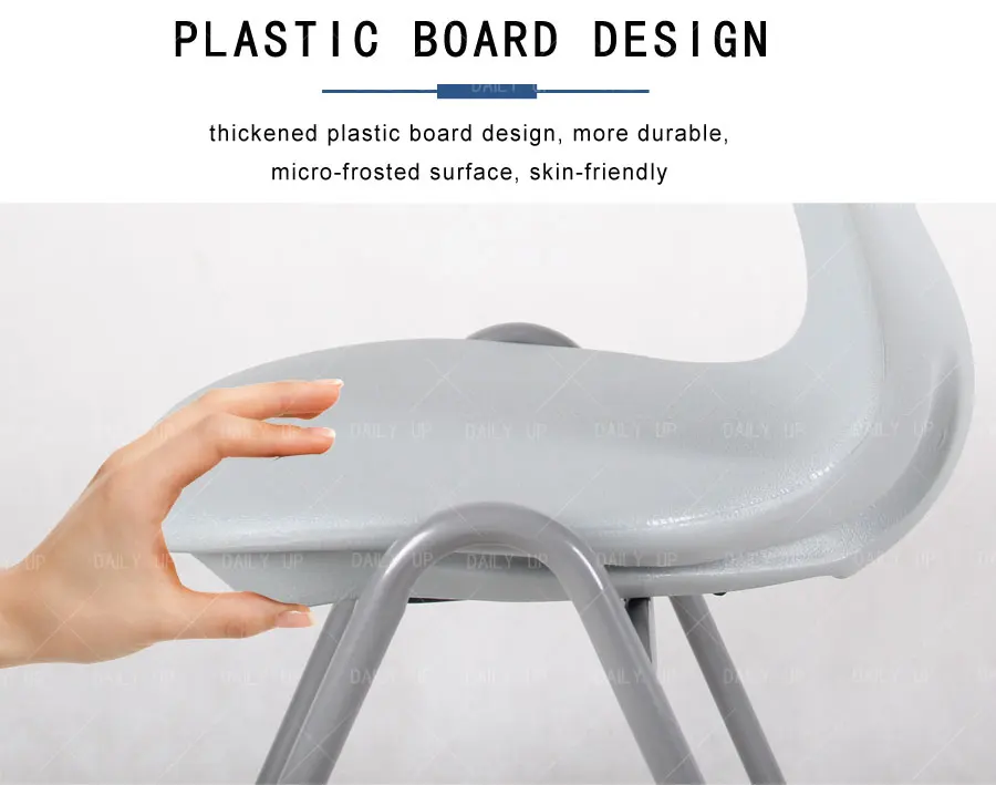 Stackable Household Chair With Thick Seat Metal Frame Office Chair Ergonomic Leisure Chair For Living Room Kitchen Dining