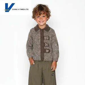 China V-Times Children's Boys' 2026 Spring Autumn Foreign Style Knitted Cardigan Sweater