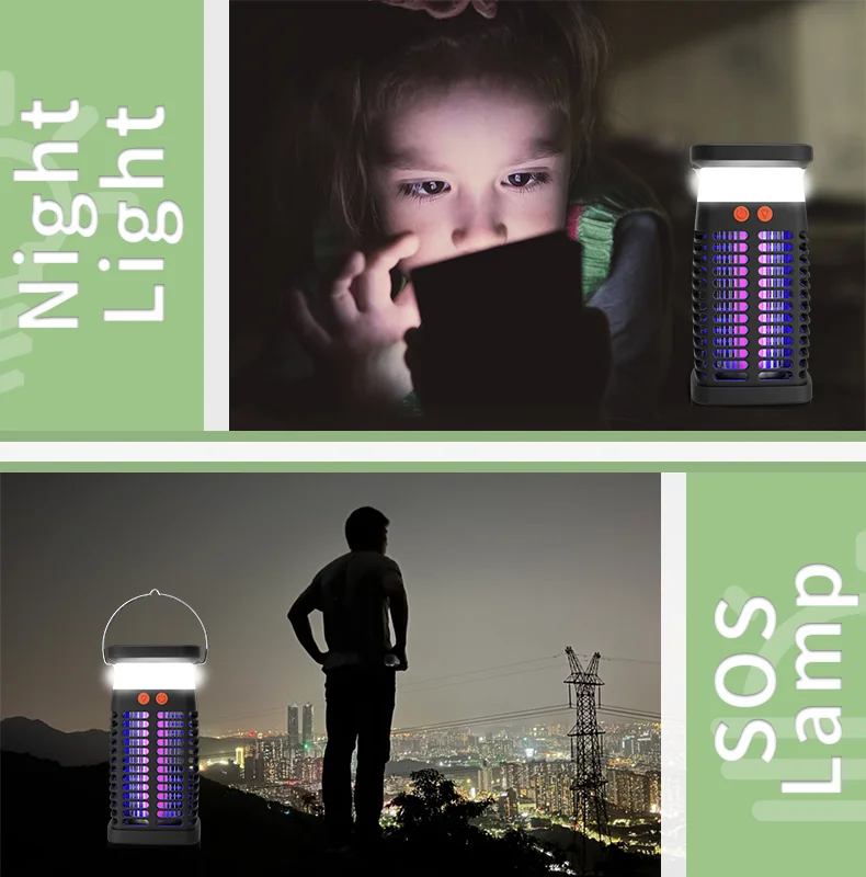 Saijzek New Arrival High Effective Indoor/Outdoor UV LED Bug Zapper Solar lamp factory