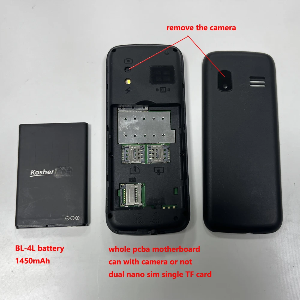 OEM Kosher 4G Mobile Phone with Dual SIM Card No Camera Internet & Hebrew Language Features 2000 Contacts Limit & Sim Lock