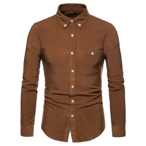 Men's Corduroy Shirt Fashion Men Slim Fit Shirts Long Sleeve Casual Men Shirt Social Camisa Masculina