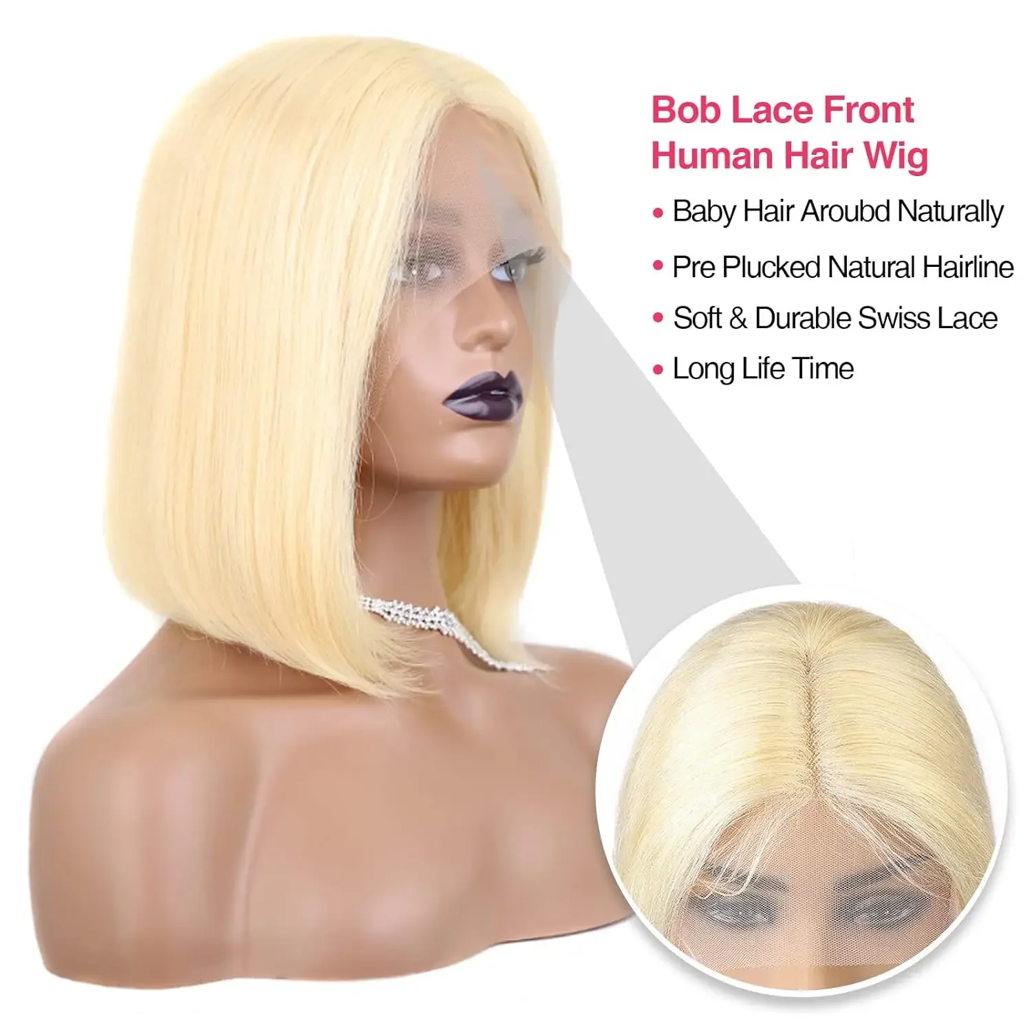 Perruque Bob en cheveux humains avec dentelle frontale HD, perruques courtes blondes pré-épilées pour femmes_voghion.com