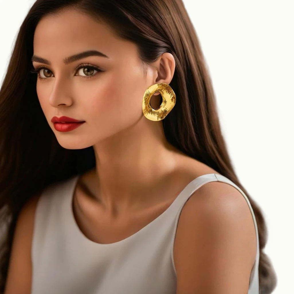 Big Circle Piercing - Trendy Goth Stud Earrings for Women