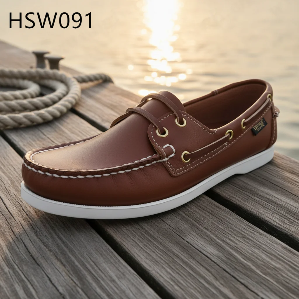 YWX, Zapatos náuticos marrones/azules/bordó rojos al por mayor de fábrica con costura experta, envío rápido, moda casual con cordones, zapatos tipo guisantes HSW091