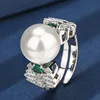 open size Green White Pearl Ring