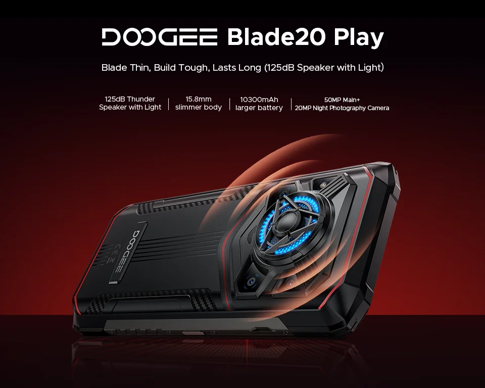 Điện thoại thông minh DOOGEE Blade 20 Play 6,6 inch Android 15 Điện thoại bền bỉ Pin 10300mAh Mở khóa bằng khuôn mặt Doogee Blade 20 Play