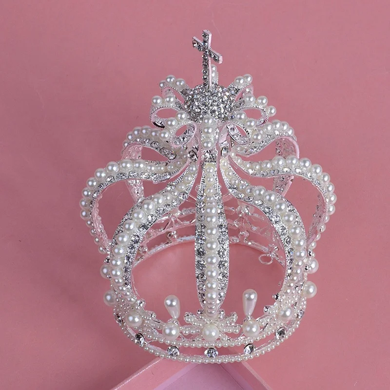 Genya Glorious Simulated Red Ruby Crystal Pageant Full Circle Crowns Bridal Gold Tiaras