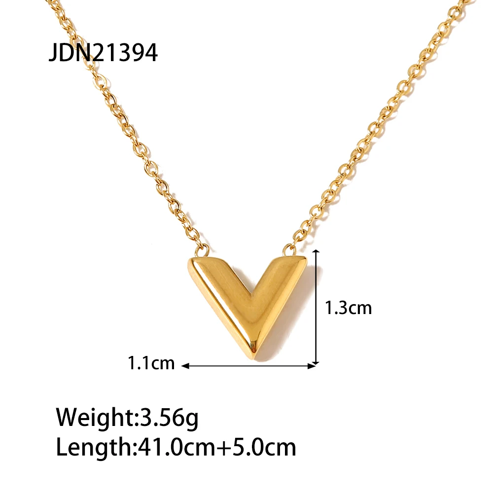 Luxury V Shape Pendant Choker Gift Gold Plated Stainless Steel V Shape