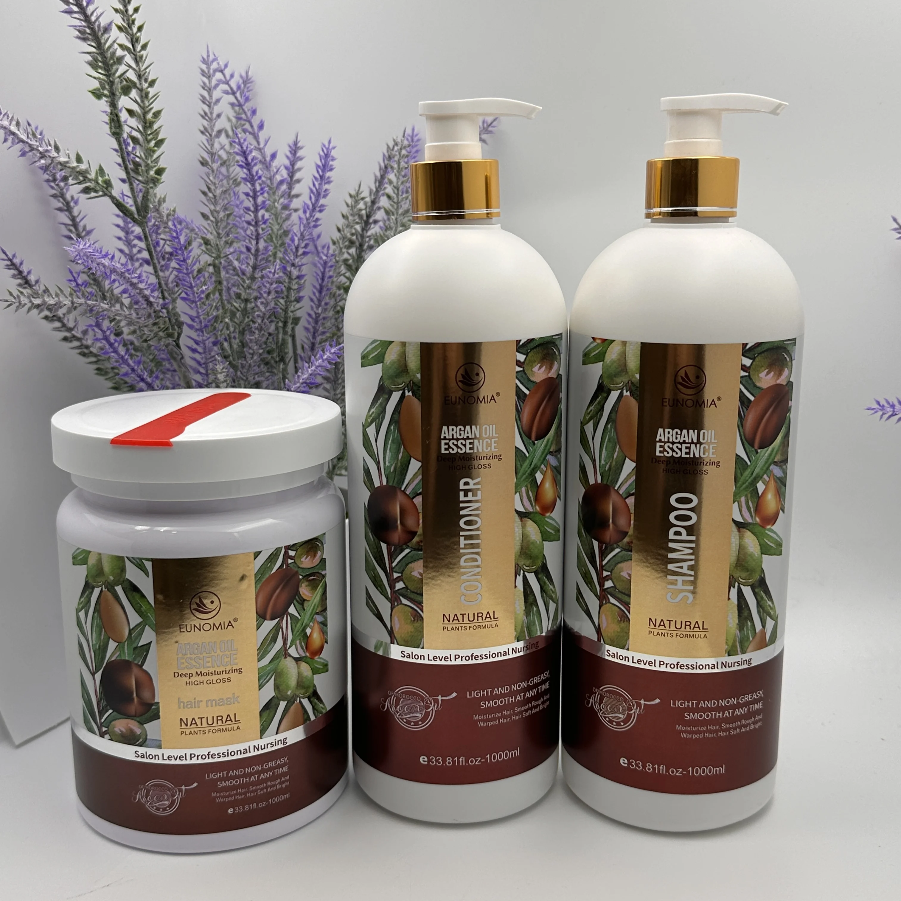 Salon Level Professional Natural Plant Formula Hair Care Set Argan Oil Repairing Cleaning Hair Shampoo and Conditioner