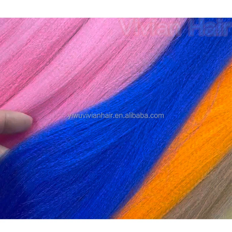 Colored Rainbow Ombre Kanekalon Braiding Hair Kanekalon Flame Retardant