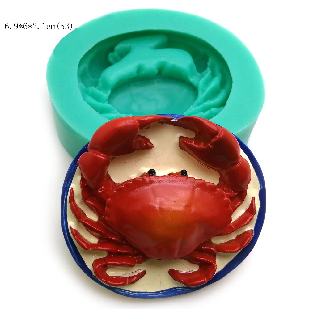 B-5056-3 Lobster Crab Seafood Turn Sugar Resin Cake Silicone Plaster Soap Candle Mold Aromatherapy for 3D Mould
