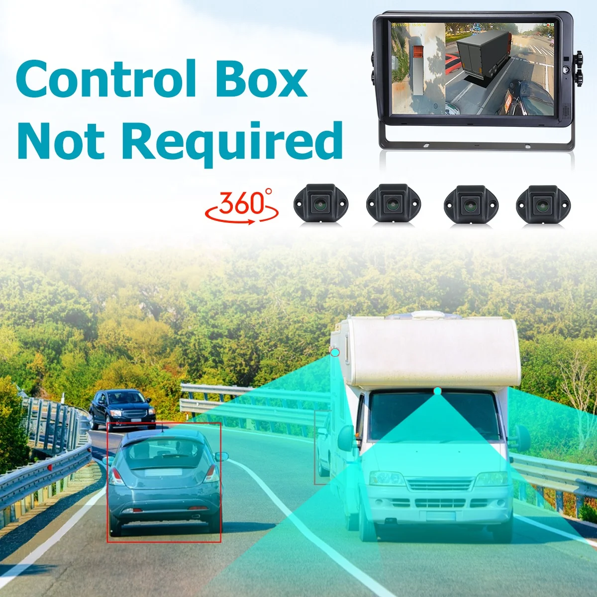 STONKAM 360 Camera Kit for Truck 4CH 1080P Auto Calibration 3D Bird Eye View Caravan Camera System