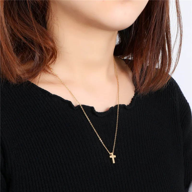 Stainless Steel Christian Necklace Custom Bible Verse Cross Pendant Prayer Charm Necklace Faith Religious Jewelry for Women