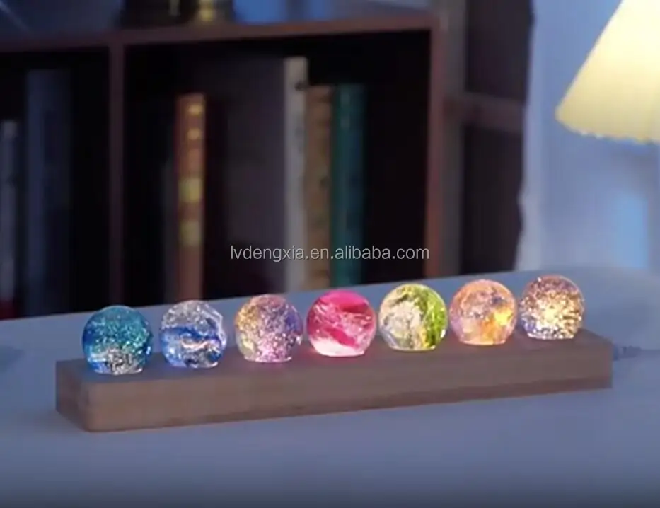 7 Colors 40mm Glazed Ball Crystal Chakra Balls with LED